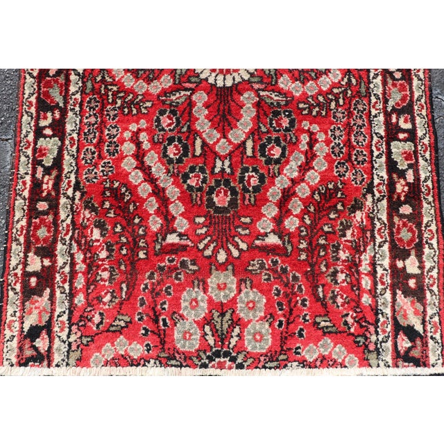 Vintage Lilihan Runner With Red Field and Bold Floral Medallion Design For Sale In Atlanta - Image 6 of 13