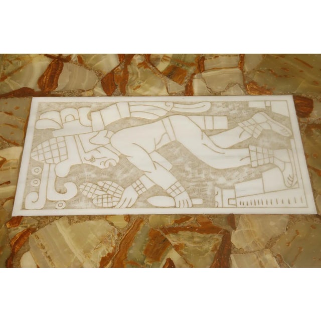 Stone Vintage Italian Tessellated Onyx Coffee Table With Etched Stone Inset, 1970s For Sale - Image 7 of 18