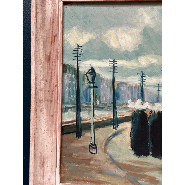 R. Eichburn, Figures on Street, 1936, Oil Painting on Panel, Framed For Sale - Image 14 of 16