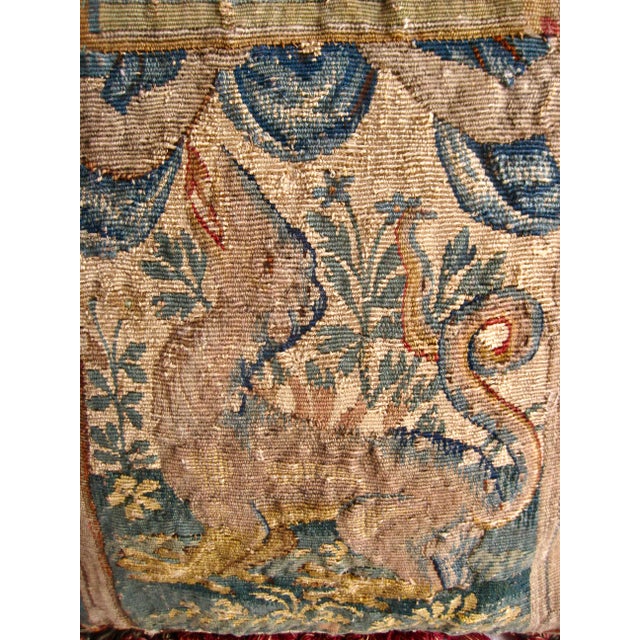 Textile Pair of Tapestry Pillows a Dragon and an Fishing Eagle For Sale - Image 7 of 9