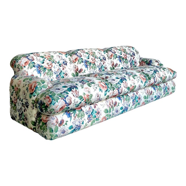 Vintage Regency Printed Floral Sofa For Sale