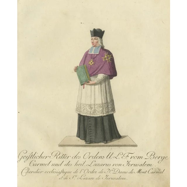 Ecclesiastical Knight of the Order of Our Lady of Mount Carmel and St. Lazarus, 1791, Paper For Sale - Image 4 of 6