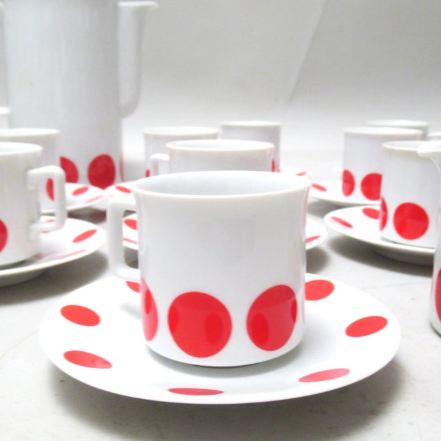 Red Polka Dot Coffee Service, 1970s, Set of 27 For Sale - Image 4 of 12
