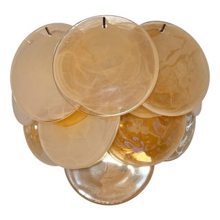 Iridescent Alabaster Gold Disc Glass Wall Sconces, 1990s, Set of 2 For Sale