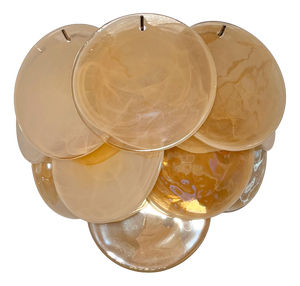 Iridescent Alabaster Gold Disc Glass Wall Sconces, 1990s, Set of 2