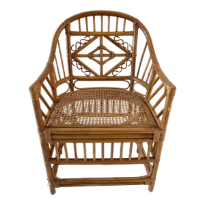 Vintage Brighton Pavilion Style Bamboo and Rattan Arm Chair