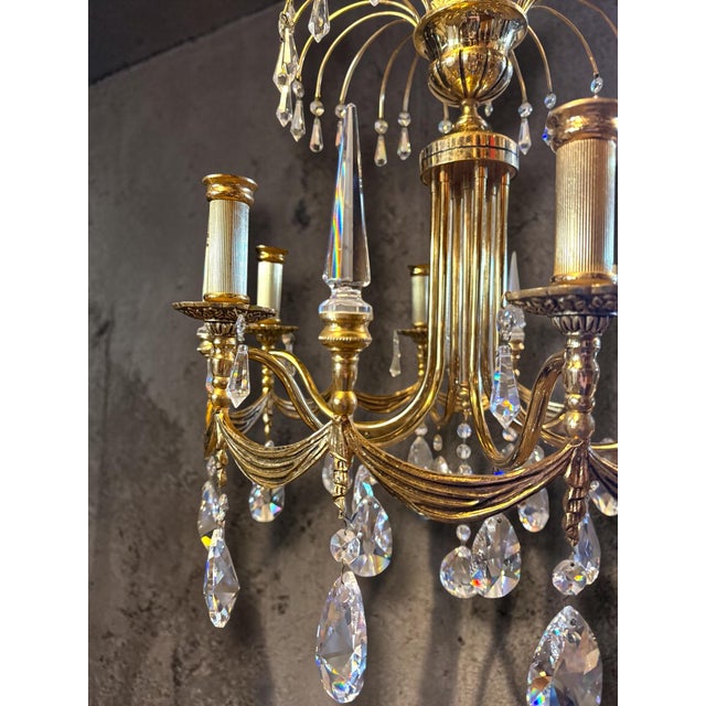 1950s Empire Neo-Classical Style Crystal Chandelier, 1950s For Sale - Image 5 of 8