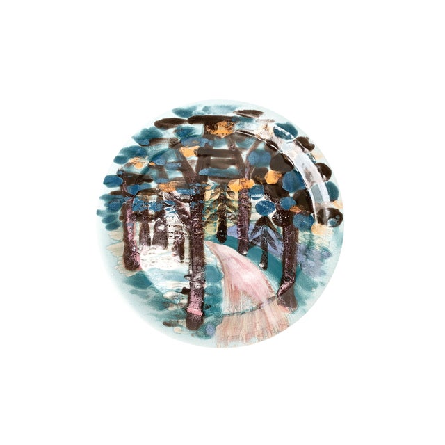 Vintage German Handpainted Wall Plate, 1970s For Sale