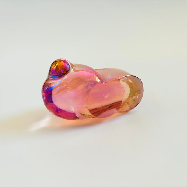 Pink Vintage Iridescent Pink Art Glass Shell Paperweight For Sale - Image 8 of 8