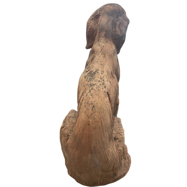 Italian Antique-Inspired Terracotta Seated Setter or Spaniel Garden Statue For Sale - Image 3 of 10