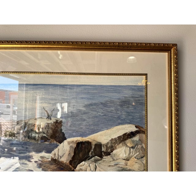 Wood 1980s Vintage Coastal Landscape Watercolor Painting by Joe Yeager – Framed For Sale - Image 7 of 12