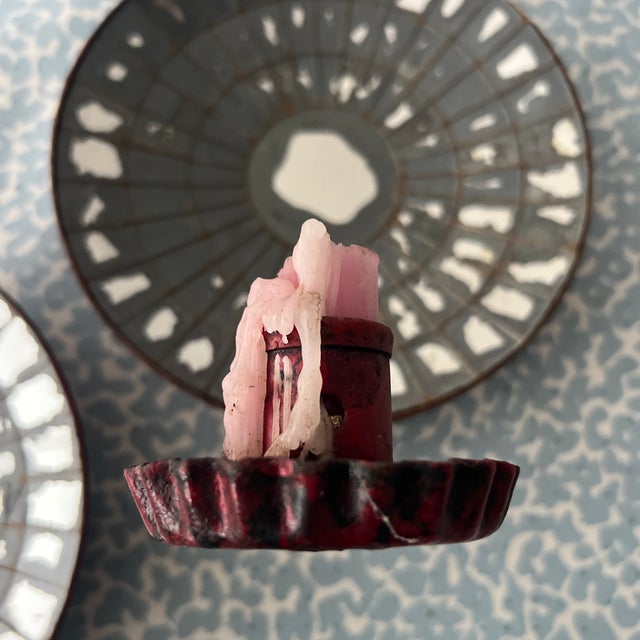 Mid 20th Century Vintage Spider Web Mirrored Wall Candle Sconces- A Pair For Sale - Image 5 of 7