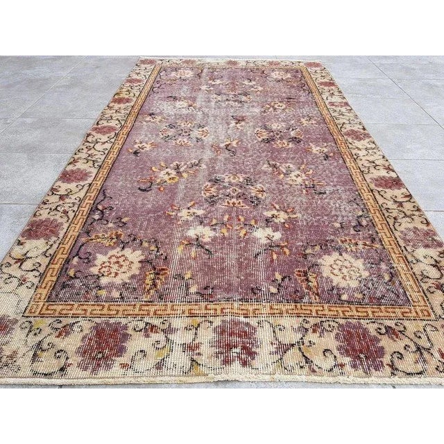 Purple 1960s Handknotted Floor Wool Rug For Sale - Image 8 of 11