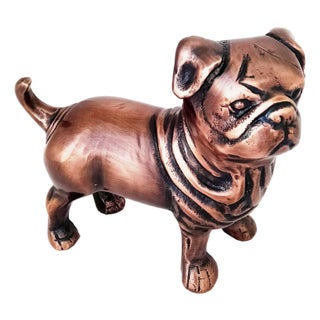 Antique Copper Finish Metal Pug Dog Sculpture For Sale