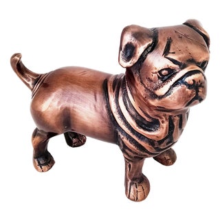 Antique Copper Finish Metal Pug Dog Sculptures For Sale