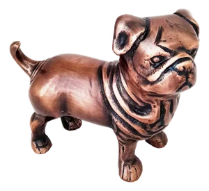 Antique Copper Finish Metal Pug Dog Sculptures