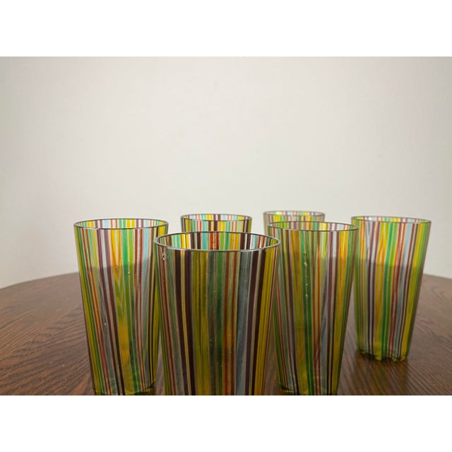 1950s Vintage Glasses with Murano Glass Carafe by Gio Ponti for Venini, 1950s, Set of 7 For Sale - Image 5 of 9