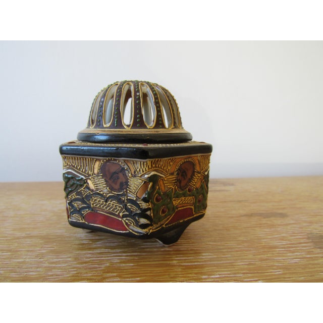 Early 20th Century Figural Decorated Japanese Moriage Incense Burner
