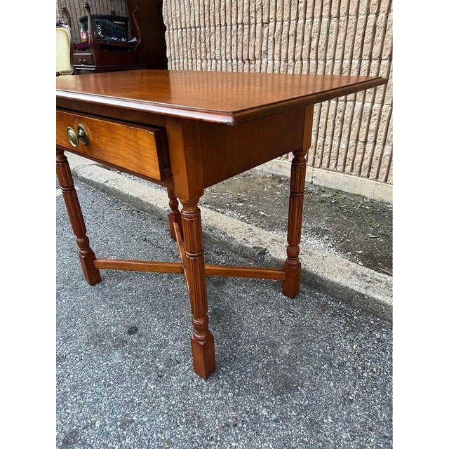 Brown Antique Federal Style X Stretcher Side Work Table For Sale - Image 8 of 10