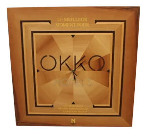 Large Square Inlaid Wood Wall Clock