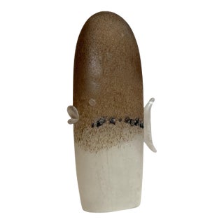 Mid 20th Century Luigi Mellara Murano Scavo Glass Fish Sculpture – Amber Brown & Alabaster For Sale