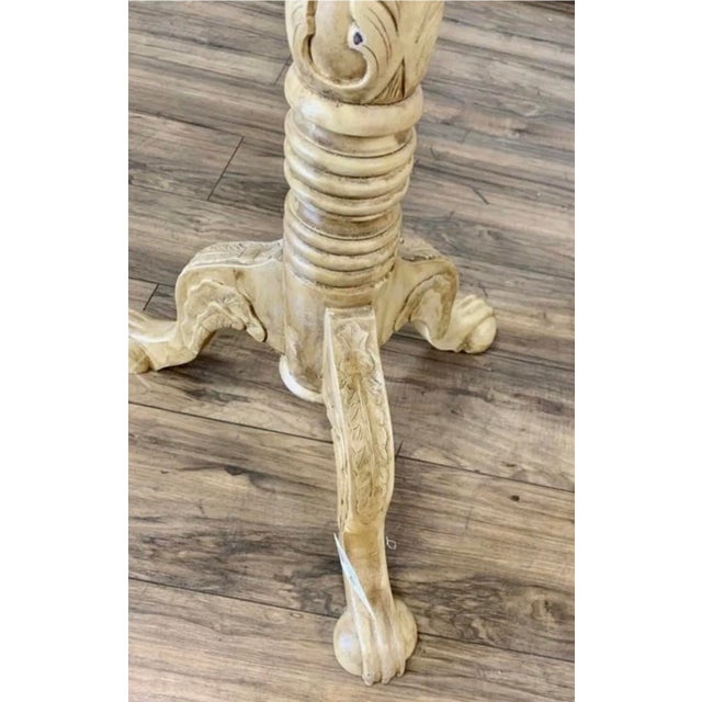 1980s 1980s Vintage Blond Painted Spiral Carved Wood Tall Plant Stand For Sale - Image 5 of 7