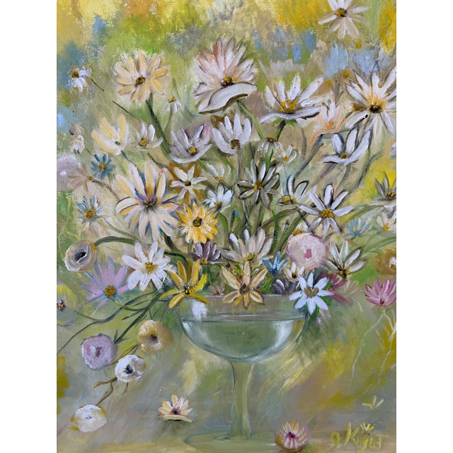 1970s 1970s Vintage Floral Still Life Oil Painting on Canvas – Framed For Sale - Image 5 of 10