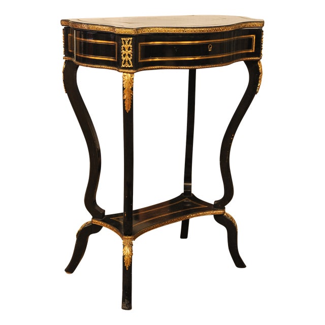 Antique French Ebonised Poudreuse with Mounted Decorative Gilt, 1800s For Sale