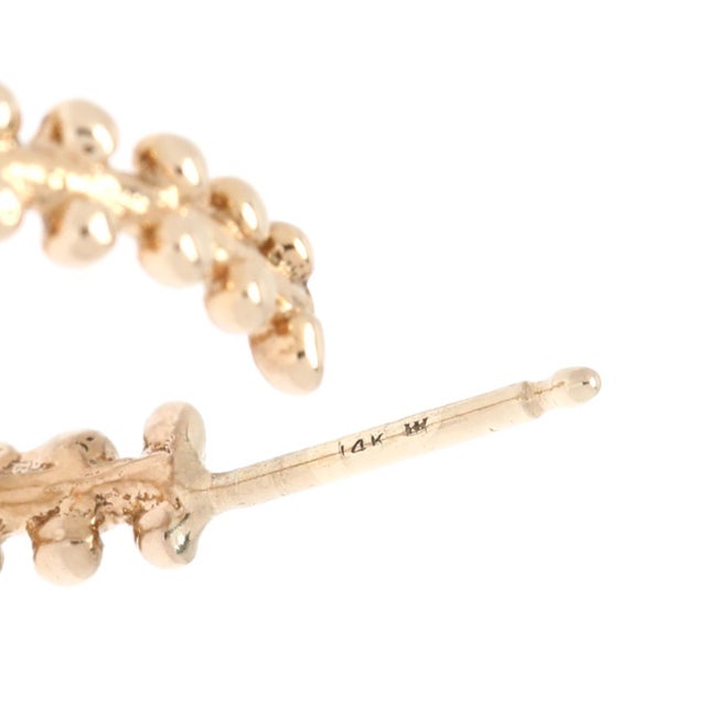 Modern Small Beaded Huggie Hoops, 14k Yellow Gold, Length 17.2 Mm, Pair For Sale - Image 3 of 5