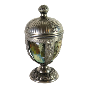 Silver Plaited Japanese Hand Painted Wooden Egg Holder