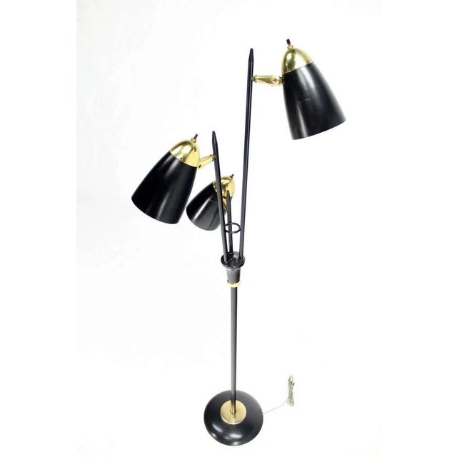 Mid-Century Modern Black Enamel Mid Century Modern Adjustable Gerald Thurston Three Way Floor Lamp For Sale - Image 3 of 5