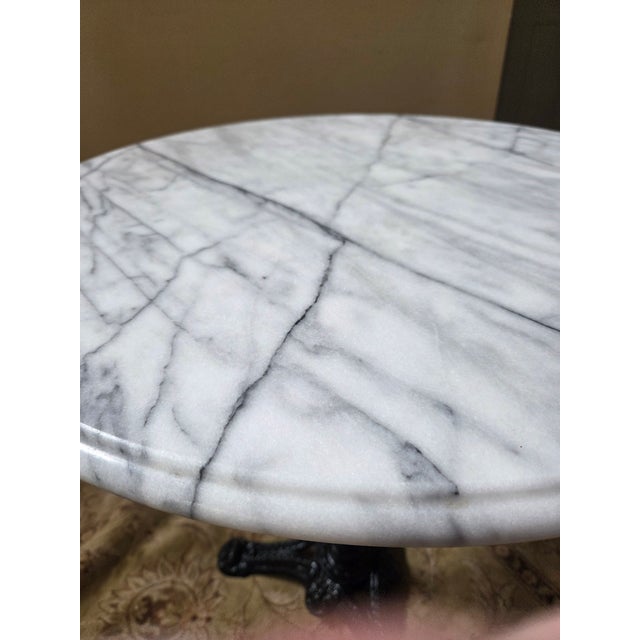 White Mid 20th Century Marble Top Bistro Cafe Table For Sale - Image 8 of 14