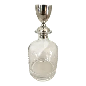 Crystal Italian Pampaloni Decanter with Sterling Silver Shot Glass Stopper