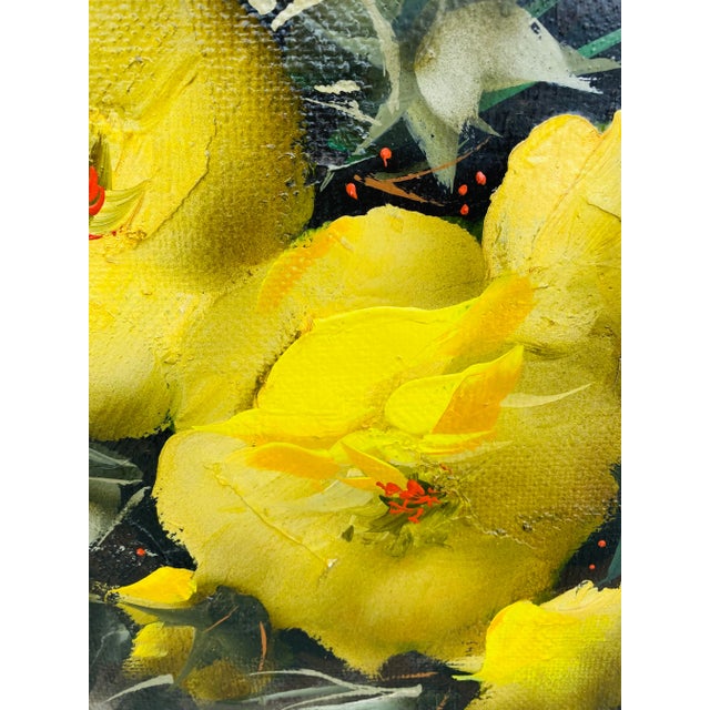 Metal Mid Century Floral Oil on Canvas Painting. For Sale - Image 7 of 10