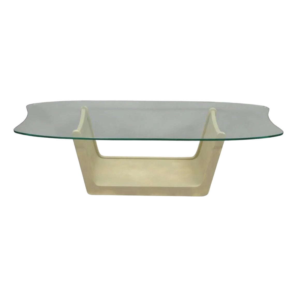 Vintage Mid Century Modern Painted Walnut Waterfall Base Glass Top ...