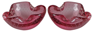 Pink Murano Glass Bowls or Ashtrays, Set of 2