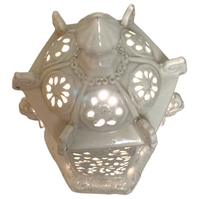 Chinese Style Blanc De Chine Porcelain Lamp Foo Dog Handles Lantern Made in Italy Decor Vintage Chinoiserie For Sale - Image 4 of 18