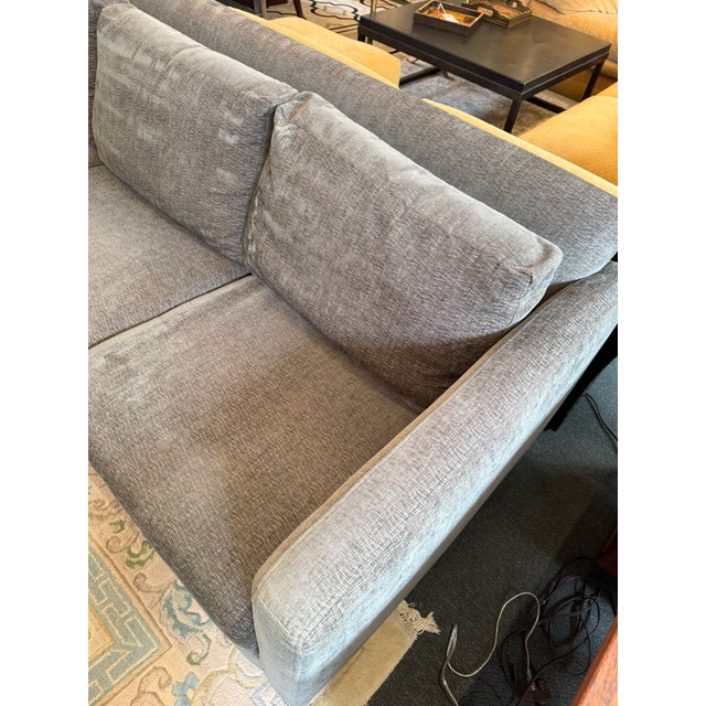 Contemporary Track Arm Sofa, Gray Velvet For Sale In San Francisco - Image 6 of 12