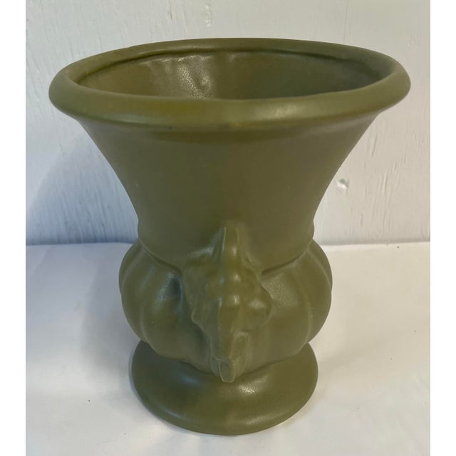 Vintage McCoy Floraline Green Neoclassical Design Vase For Sale - Image 4 of 9