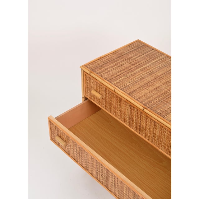 1970s Mid-Century Modern Italian Organic Chest of Drawers in Bamboo and Rattan Wicker, 1970s For Sale - Image 5 of 15