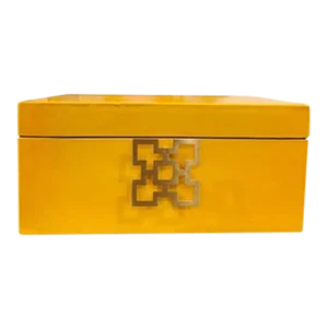 Contemporary Yellow Wooden Jewelry Box, Large Size