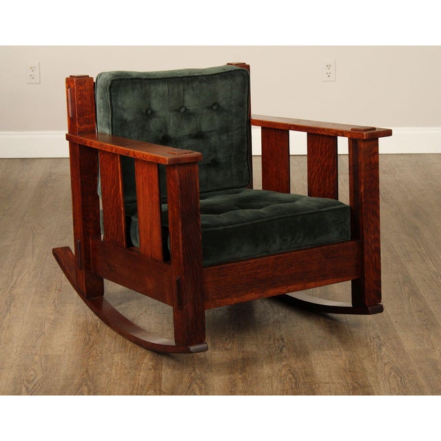 High Quality American Made Solid Oak Rocking Chair By Stickley Brothers In The Arts & Crafts Style Featuring Mortise And...