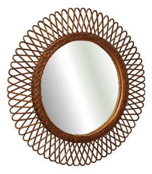 Mid-Century Modern Rattan Wall Mirror from Olaf Von Bohr, Italy, 1960s