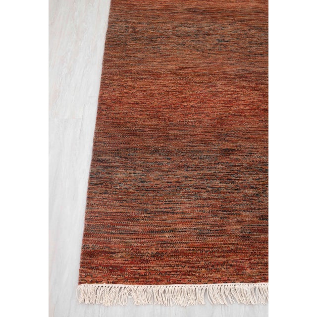2.6' x 10' Savannah Hand Knotted Modern Red Rust Wool & Silk Rug For Sale - Image 4 of 18