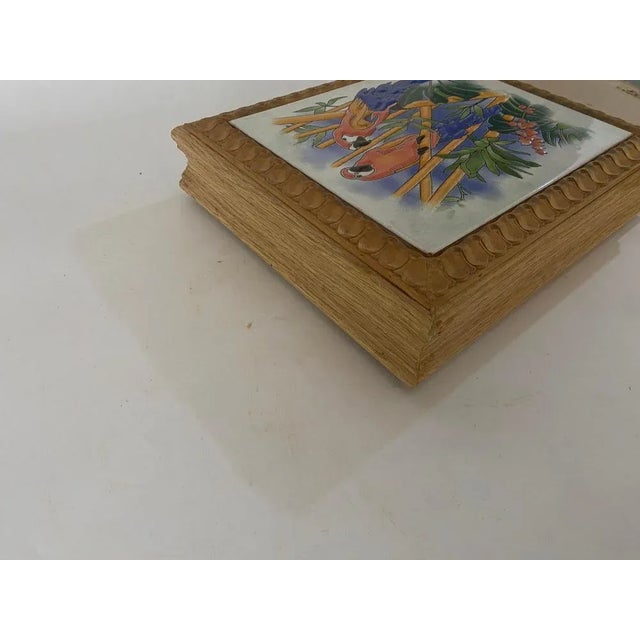 Ceramic Center Table or Trivet with a Wood Box, France, 1960s For Sale - Image 9 of 13