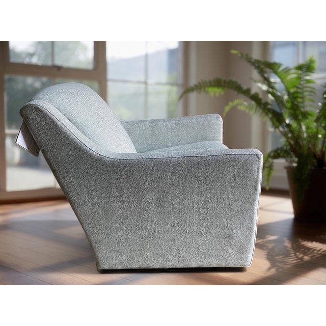 C. R. Laine Kendrick Swivel Chair 545-05sw in Thibaut Everly Spa Blue For Sale - Image 12 of 18