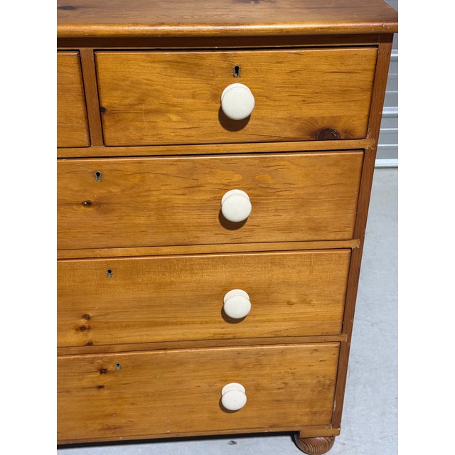 Tan Antique Pine Two Over Three Drawers - Chest of Drawers From England For Sale - Image 8 of 18