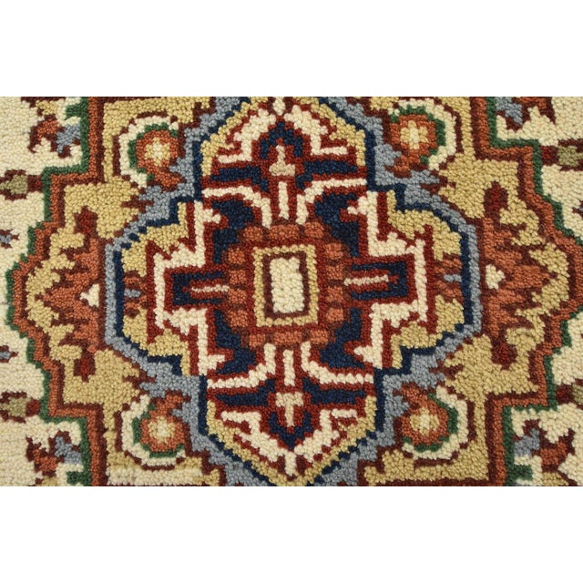 Heriz Runner 2’7” X 9’11” Ivory Wool Tribal Hand-Knotted Oriental Rug For Sale - Image 9 of 14
