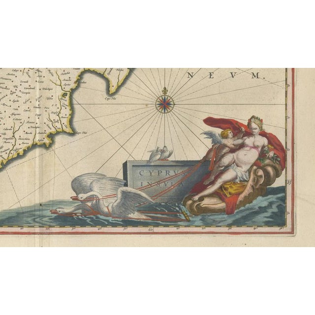 Cyprus Map with Mythological Cartouche from Blaeu, 1642 For Sale - Image 4 of 10