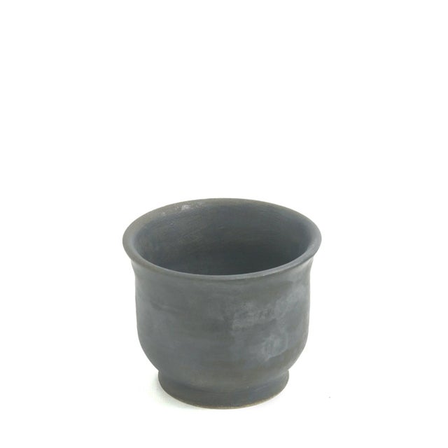 Japanese Minimalistic Black Burnt Raku Ceramics Earth Tea Cups by Laab Milano, Set of 3 For Sale - Image 4 of 7